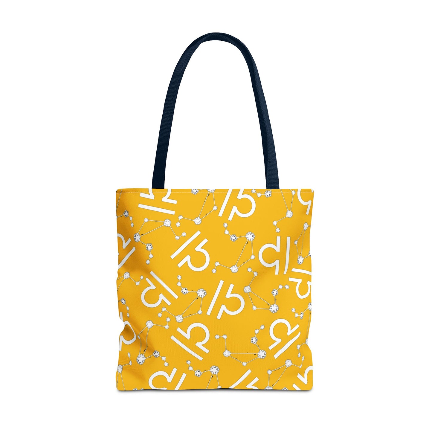 Tote Bag, Libra Zodiac Sign, AOP, (Yellow, White)