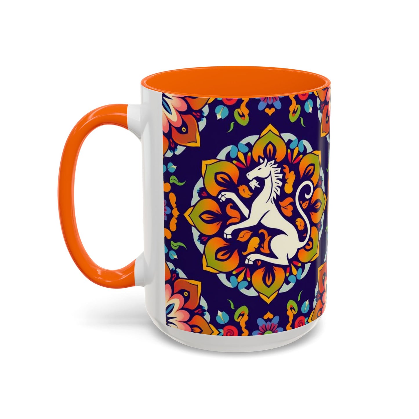 Accent Coffee Mug, Virgo, Zodiac v4. Flower Pattern, (11, 15oz)