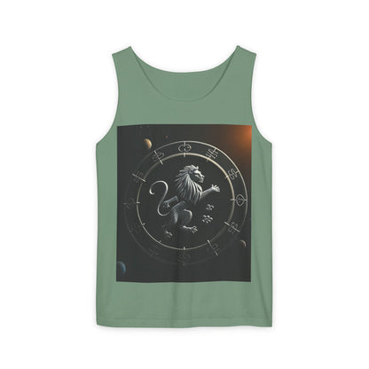 Unisex Garment-Dyed, Tank Top, Leo Design, Space Animal, 100% US cotton