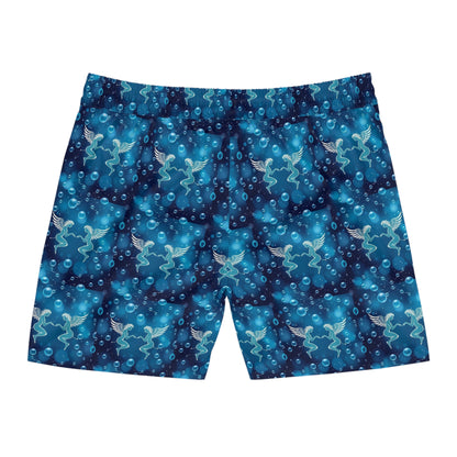 Men's Mid-Length Swim Shorts, (AOP), Gemini, Zodiac v2, Bubble Pattern