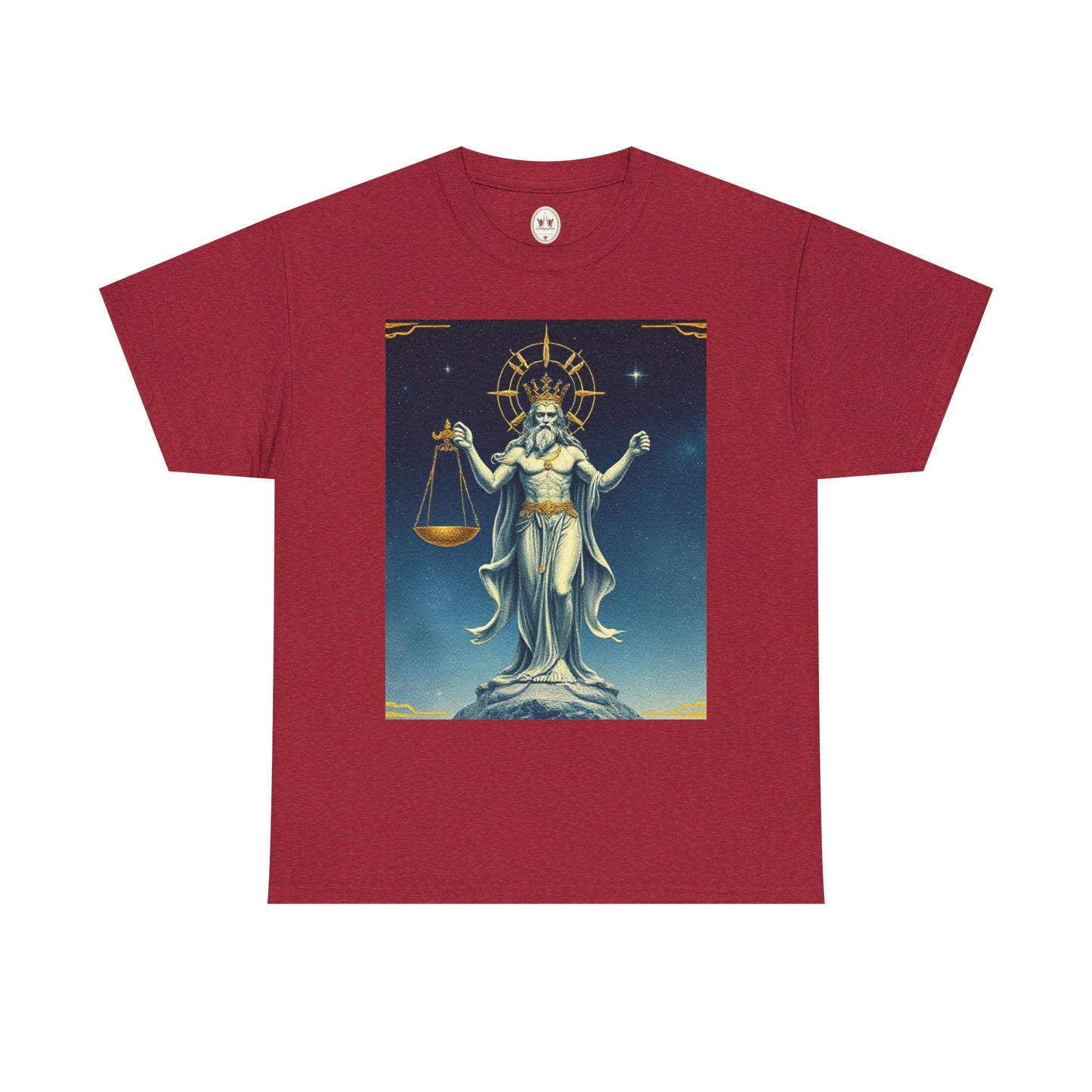 Unisex Heavy Cotton T-Shirt, Space, Libra God, Zodiac Design