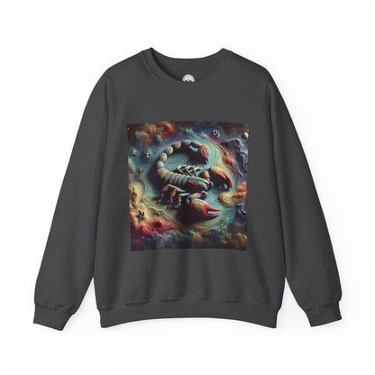 Unisex Heavy Blend™ Crewneck Sweatshirt, Trippy Mist Scorpion, Scorpio Zodiac Design