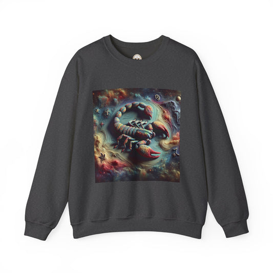 Unisex Heavy Blend™ Crewneck Sweatshirt, Trippy Mist Scorpion, Scorpio Zodiac Design