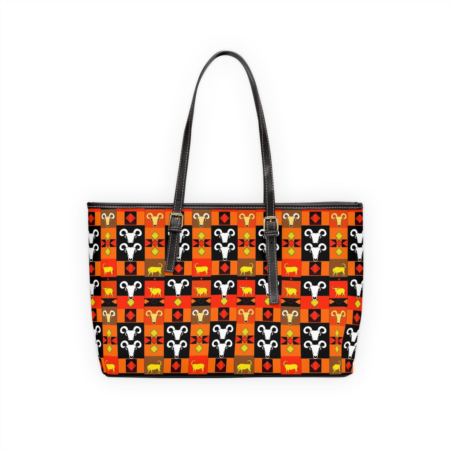 Leather Shoulder Bag, Taurus, Zodiac v2, Shapes Pattern