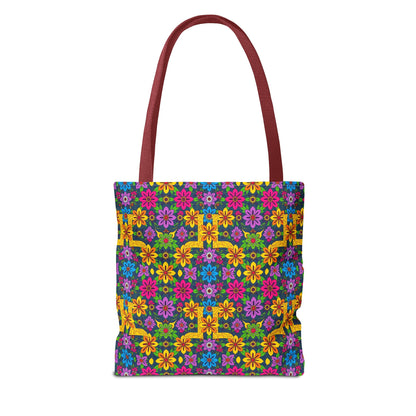 Tote Bag, (AOP), Gemini, Zodiac v2, Flower Pattern