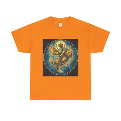 Unisex Heavy Cotton T-Shirt, Pisces King. Zodiac Design