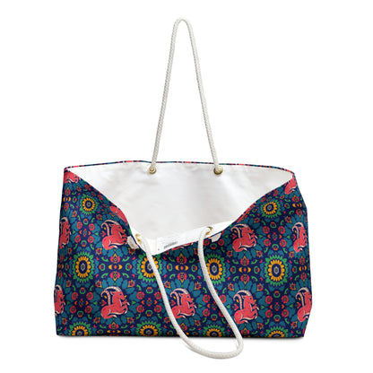 Weekender Bag, Capricorn, Zodiac v1, Flower Pattern