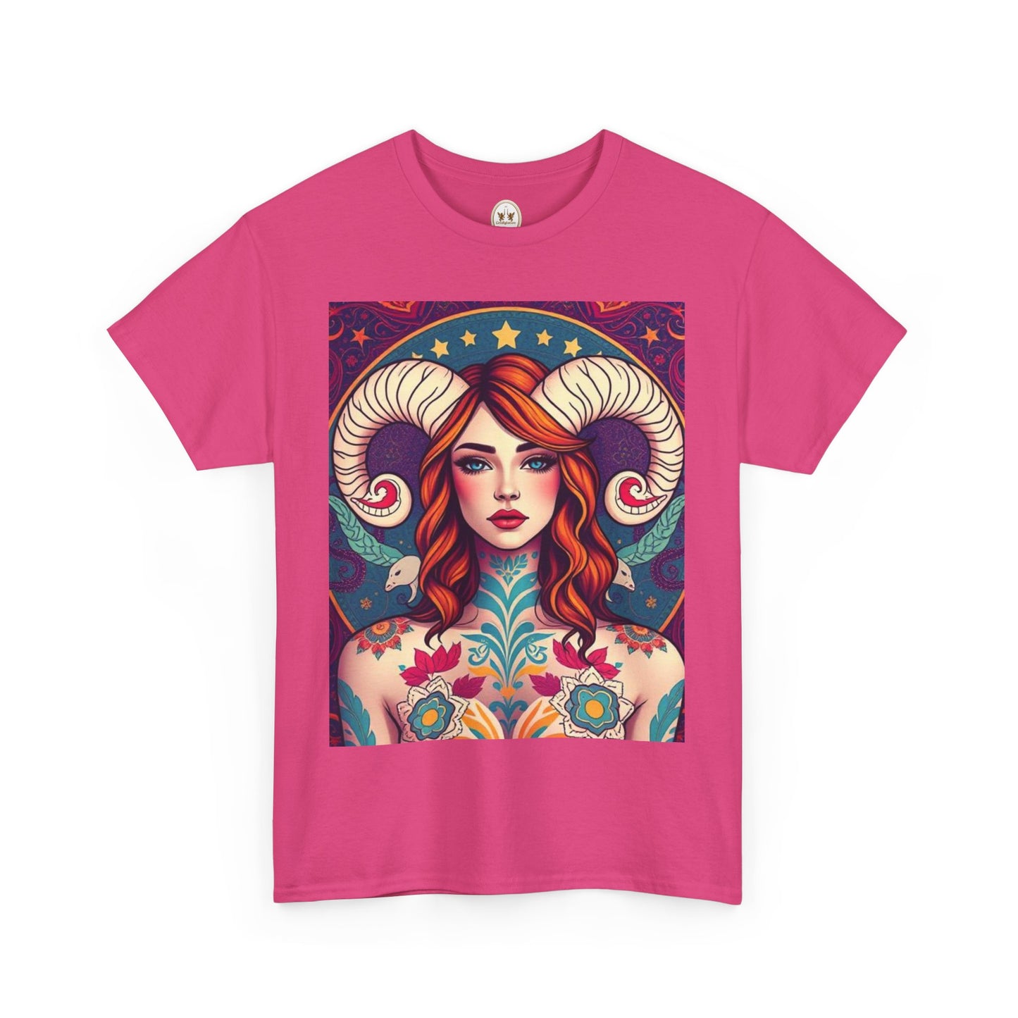 Unisex Heavy Cotton T-Shirt, Aries, Zodiac v1, Sexy Art
