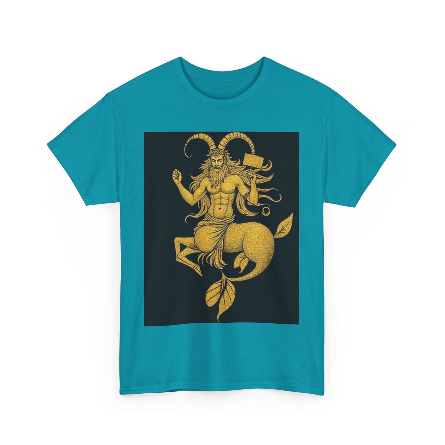 Unisex Heavy Cotton T-Shirt, Capricorn God, Zodiac Design