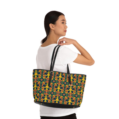 Leather Shoulder Bag, Libra, Zodiac, Flower Pattern