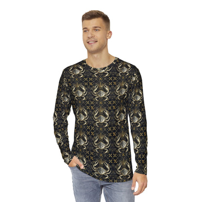 Men's Long Sleeve Shirt, (AOP), Cancer, Zodiac v1, Pattern