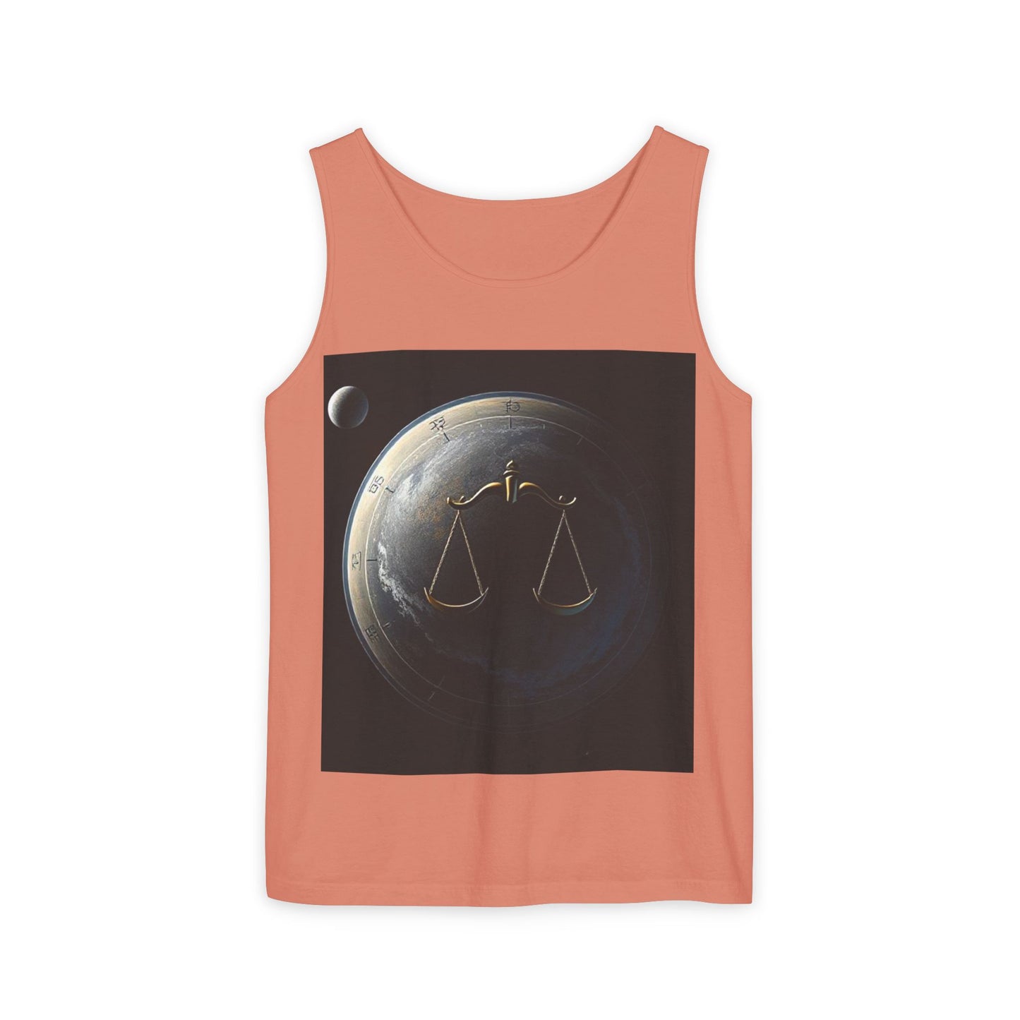 Unisex Garment-Dyed, Tank Top, Libra Design, Space Scale v1, 100% US cotton