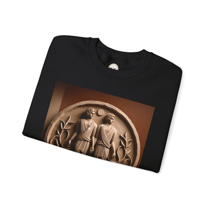 Unisex Heavy Blend™ Crewneck Sweatshirt, Stone Twins, Gemini Zodiac Design