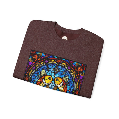 Unisex Heavy Blend™ Crewneck Sweatshirt, Glass 1, Pisces Zodiac Design
