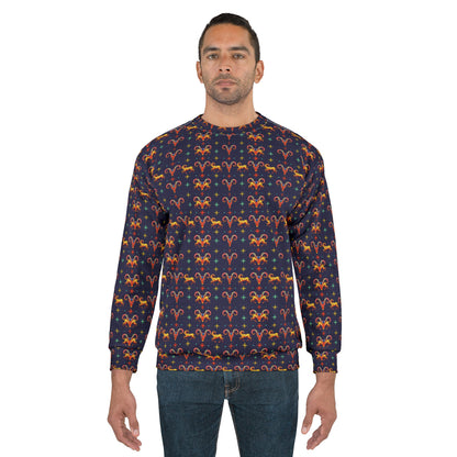 Unisex Sweatshirt (AOP), Aries, Zodiac, Jewel Pattern