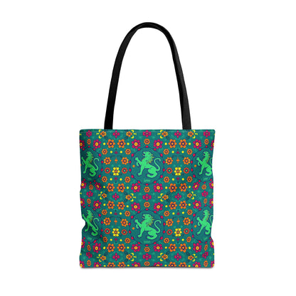 Tote Bag, (AOP), Leo, Zodiac v3, Flower Pattern