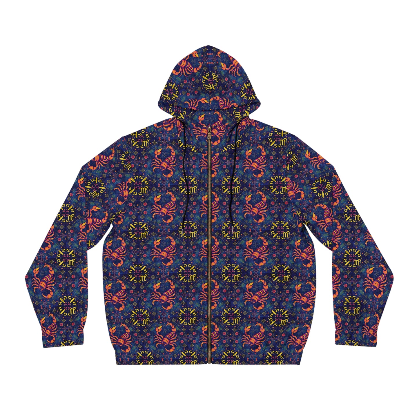 Full-Zip Hoodie (AOP), Scorpio, Zodiac v1, Pattern