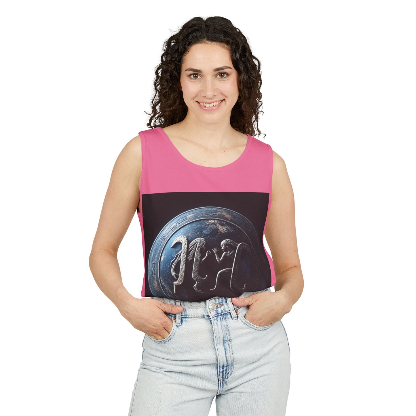 Unisex Garment-Dyed, Tank Top, Gemini Design, Space Symbol , 100% US cotton