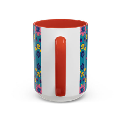 Accent Coffee Mug, Libra, Zodiac v2, Flower Pattern, (11, 15oz)