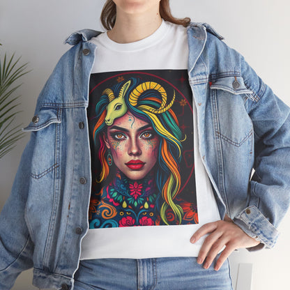 Unisex Heavy Cotton T-Shirt, Capricorn, Zodiac v2, Sexy Art