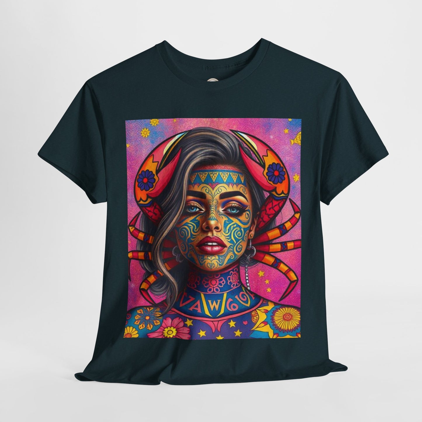 Unisex Heavy Cotton T-Shirt, Cancer, Zodiac v3, Sexy Art