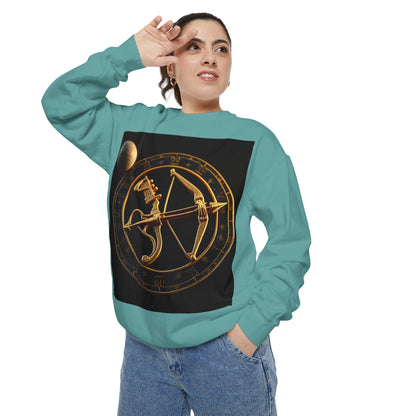 Garment-Dyed Sweatshirt, Unisex, Space Symbol Design, Sagittarius