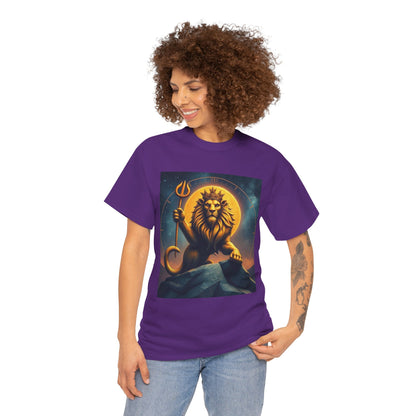 Unisex Heavy Cotton T-Shirt, King of Lions v2, Leo Zodiac Design