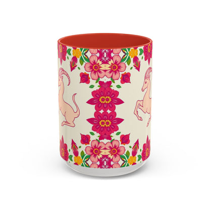 Accent Coffee Mug, Capricorn, Zodiac v2, Flower Pattern, (11, 15oz)