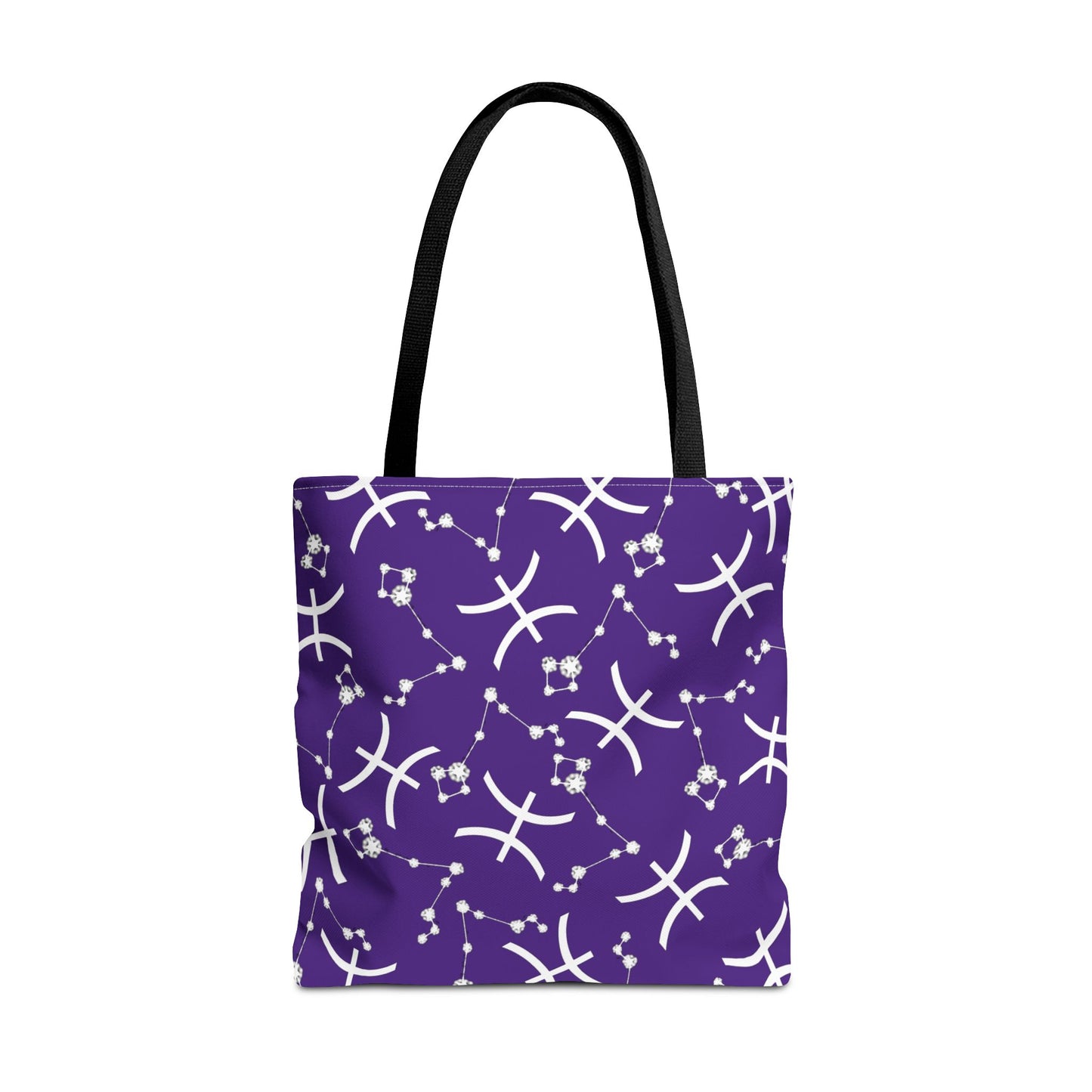 Tote Bag, Pisces Zodiac Sign, AOP, (Purple, White)