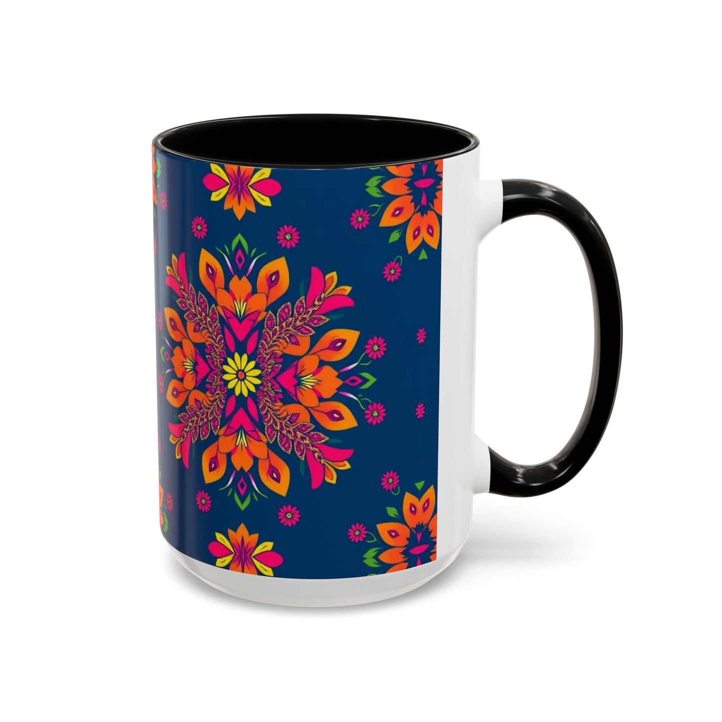 Accent Coffee Mug, Gemini, Zodiac v2, Flower Pattern, (11, 15oz)