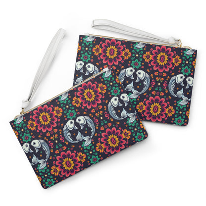 Clutch Bag, Pisces, Zodiac v1, Flower Pattern