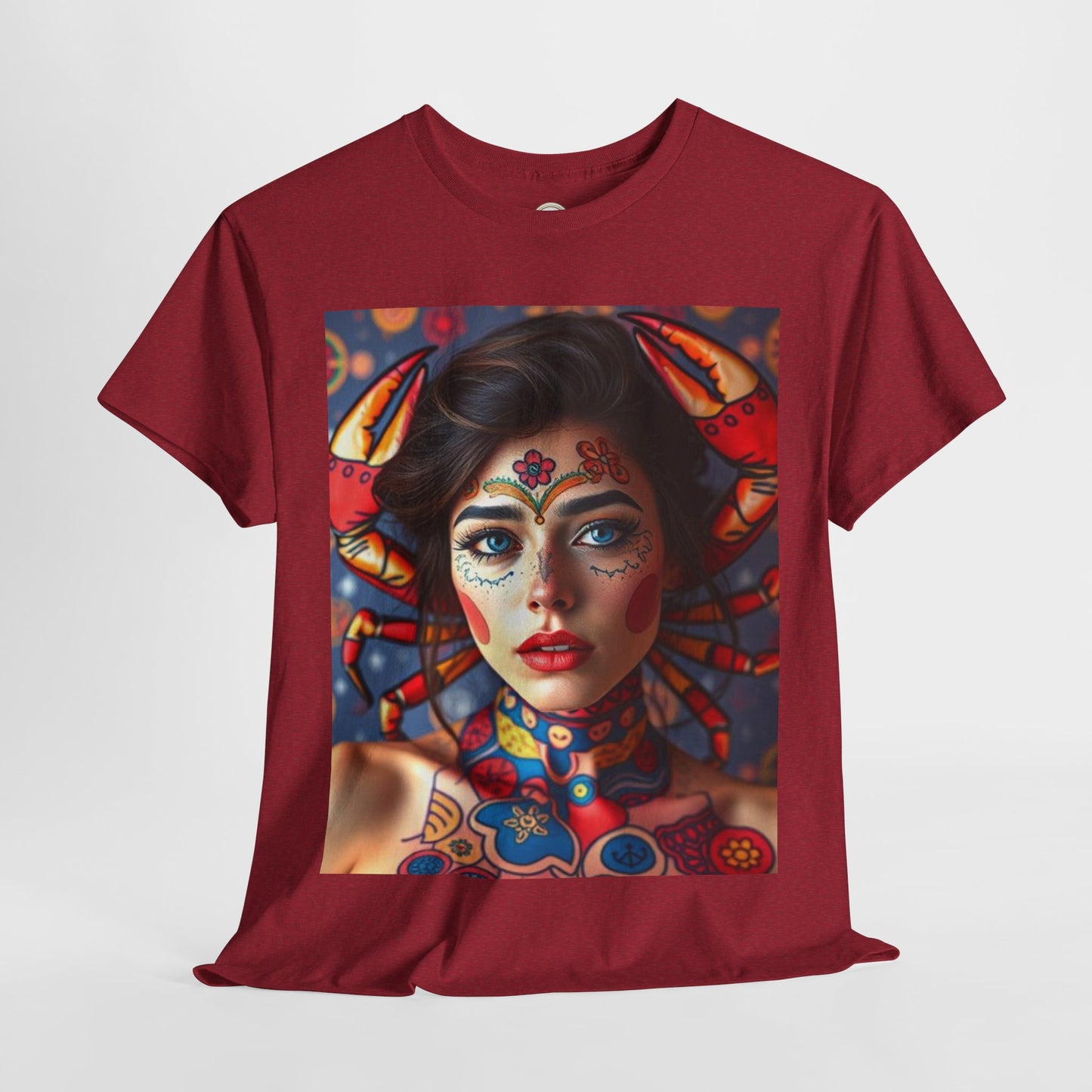 Unisex Heavy Cotton T-Shirt, Cancer, Zodiac v1, Sexy Art