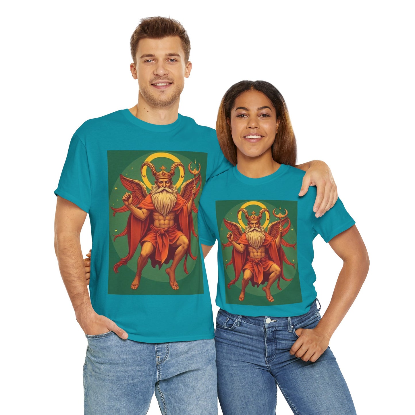 Unisex Heavy Cotton T-Shirt, Aries God 1v, Zodiac Design