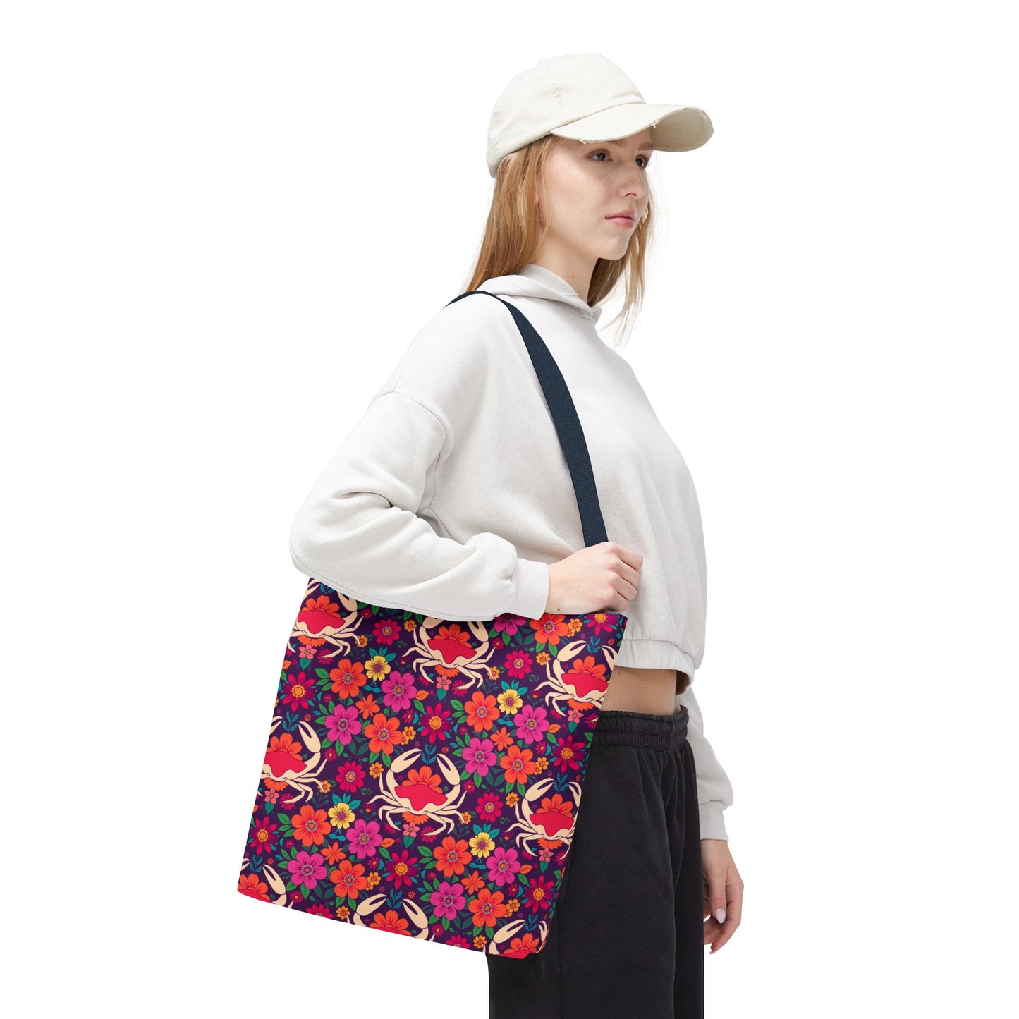 Tote Bag (AOP), Cancer, Zodiac, Flower Pattern