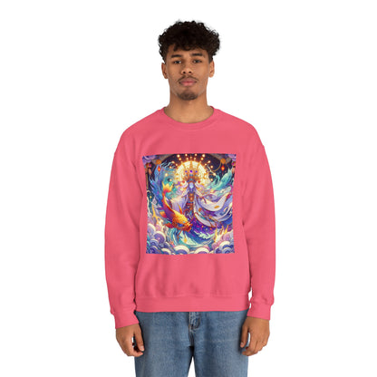 Unisex Heavy Blend™ Crewneck Sweatshirt, Anime Pisces King, Zodiac Design