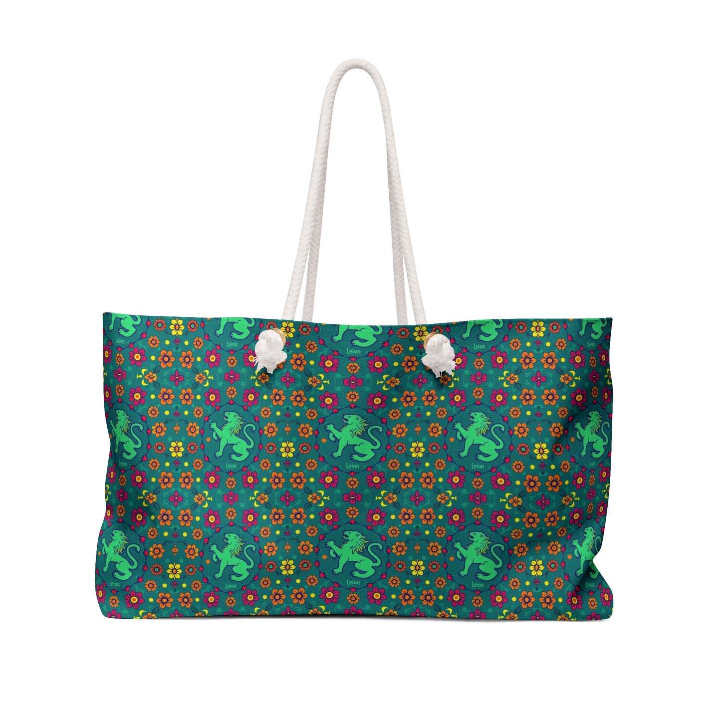 Weekender Bag, Leo, Zodiac v3, Flower Pattern