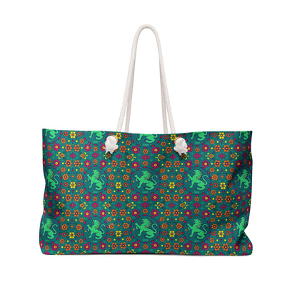 Weekender Bag, Leo, Zodiac v3, Flower Pattern