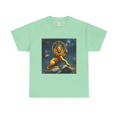 Unisex Heavy Cotton T-Shirt, King of Lions, Leo Zodiac Design