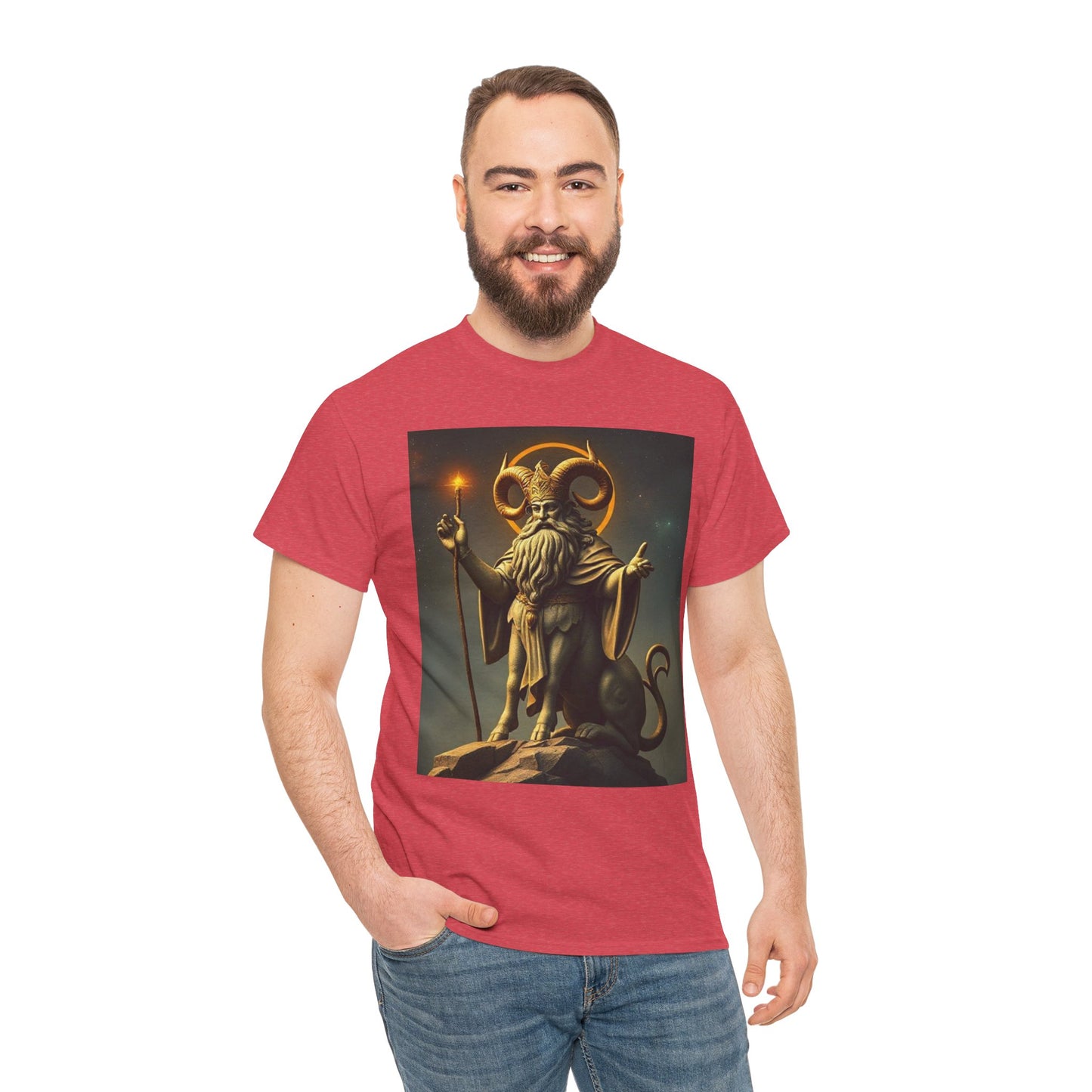 Unisex Heavy Cotton T-Shirt, Taurus God v1, Zodiac Design