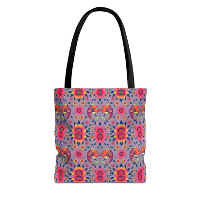 Tote Bag (AOP), Pisces, Zodiac v2, Flower Pattern