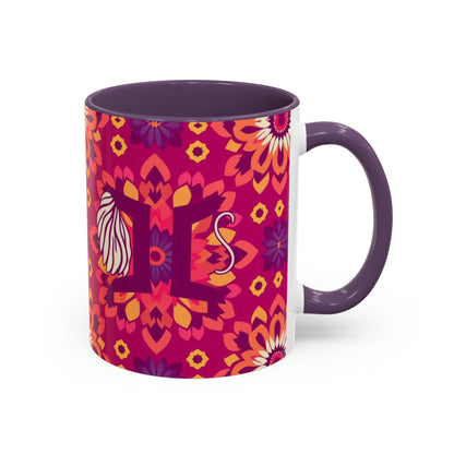 Accent Coffee Mug, Gemini, Zodiac v1, Flower Pattern, (11, 15oz)