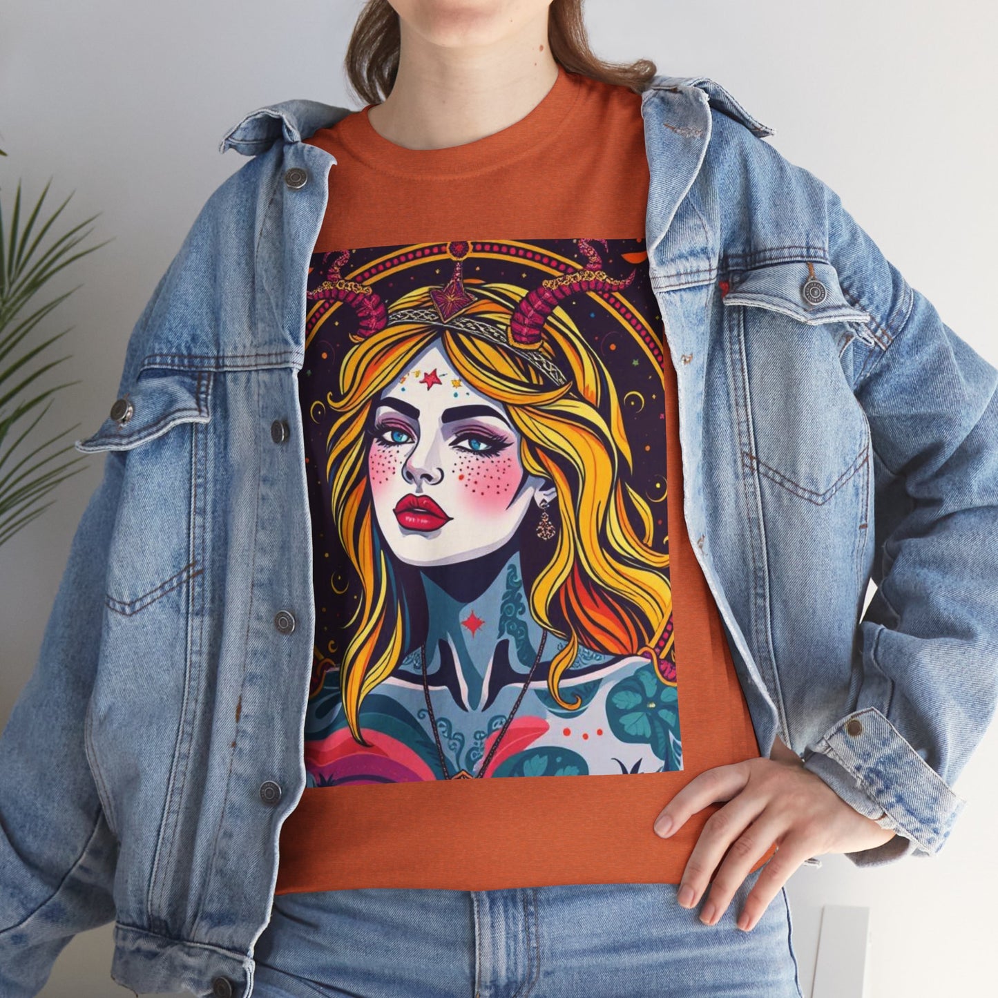 Unisex Heavy Cotton T-Shirt, Virgo, Zodiac v2, Sexy Art