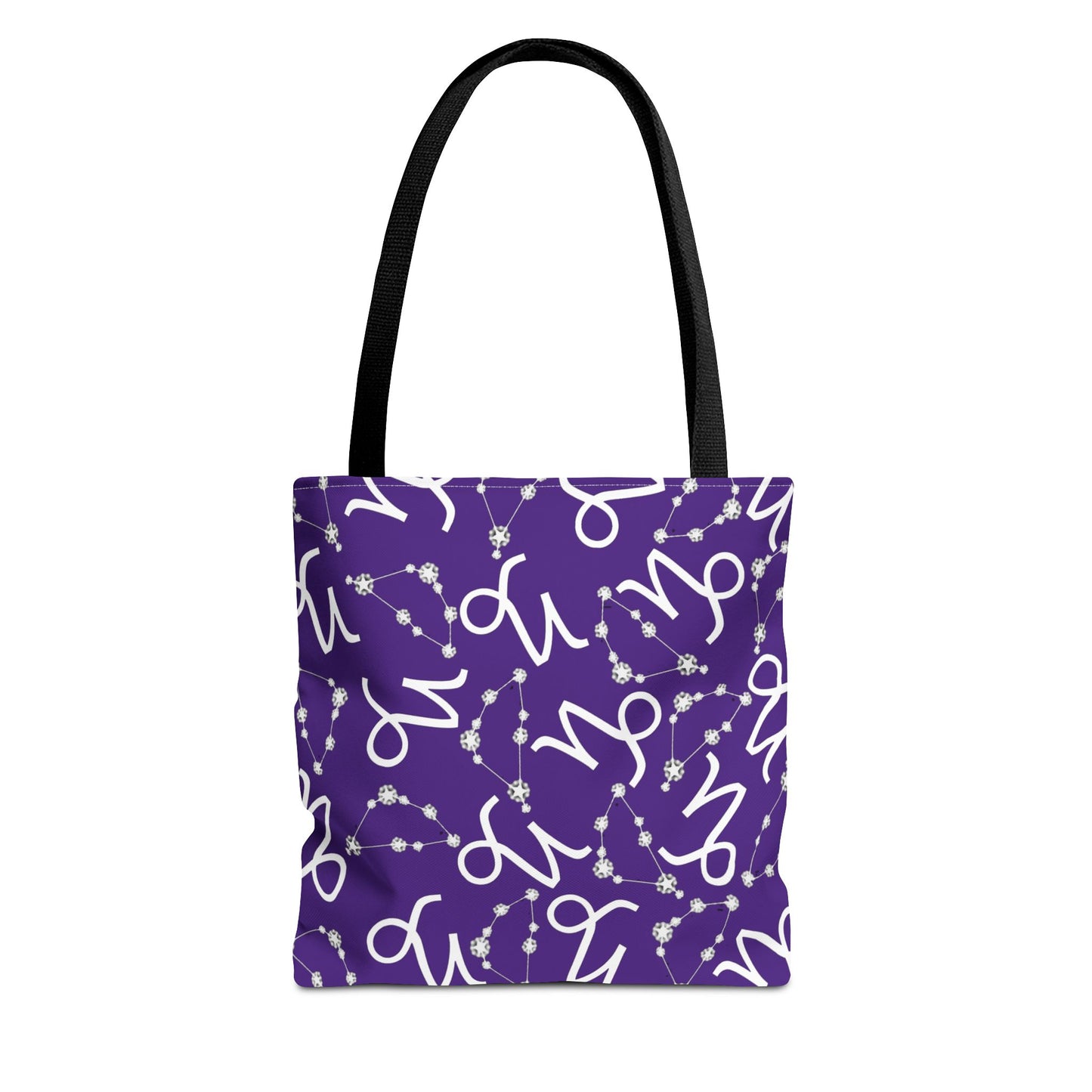 Tote Bag, Capricorn Zodiac Sign, AOP, (Purple, White)