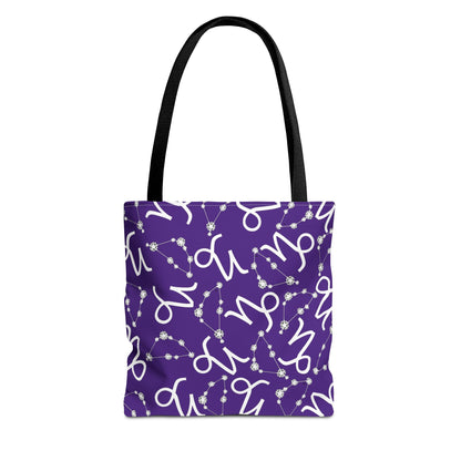 Tote Bag, Capricorn Zodiac Sign, AOP, (Purple, White)