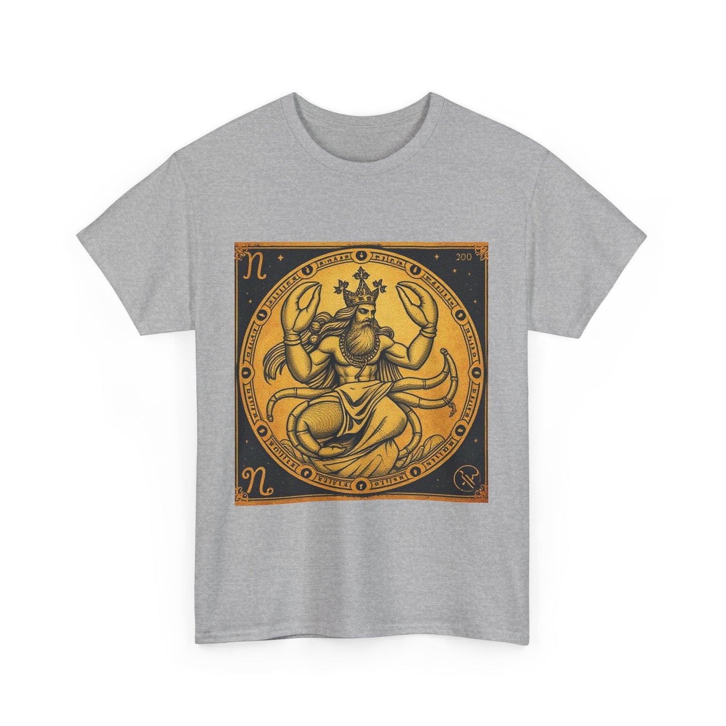Unisex Heavy Cotton T-Shirt, Crab King, Cancer Zodiac Design