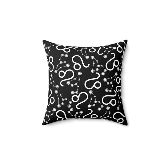 Zodiac Spun Polyester Square Pillow Leo Zodiac Sign Black Pillow