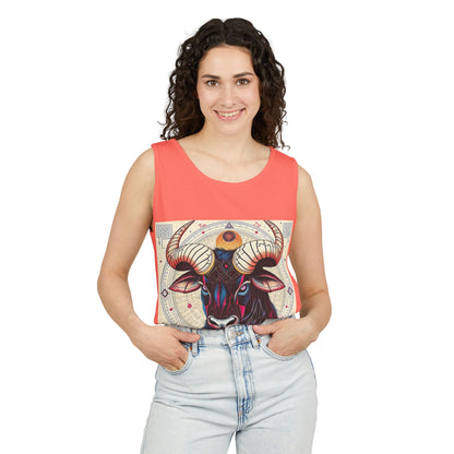 Unisex Garment-Dyed, Tank Top, Taurus Design, Pop Art, 100% US cotton