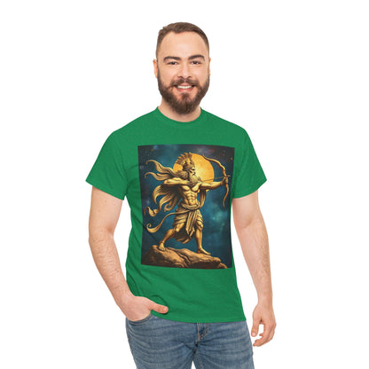 Unisex Heavy Cotton T-Shirt, Midnight Arrow, Sagittarius Zodiac Design