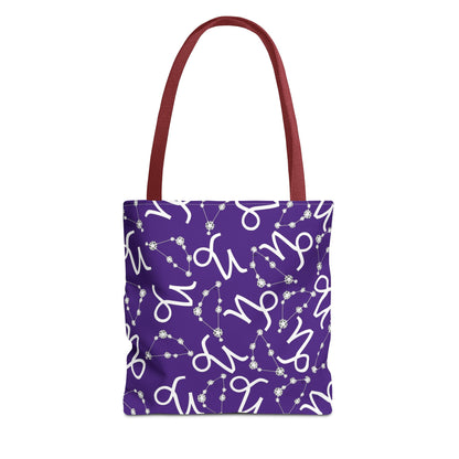 Tote Bag, Capricorn Zodiac Sign, AOP, (Purple, White)