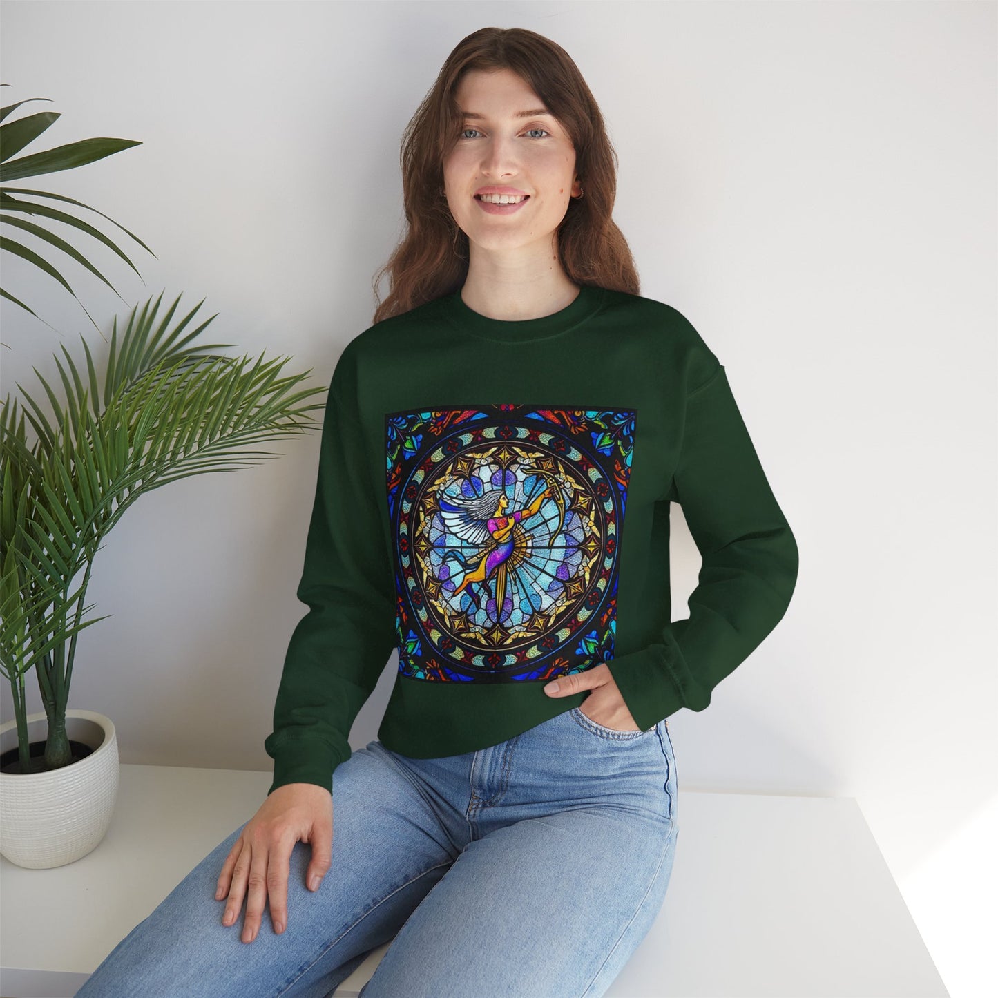 Unisex Heavy Blend™ Crewneck Sweatshirt, Glass, Sagittarius Zodiac Design